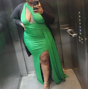 Women Sexy Elegant One Shoulder High Split Cutout Long Evening Dress